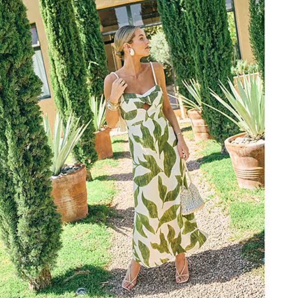 NWT Antonio Melani x M.G. Style Finley Linen Blend Sweetheart Neck Maxi Dress - Picture 2 of 16